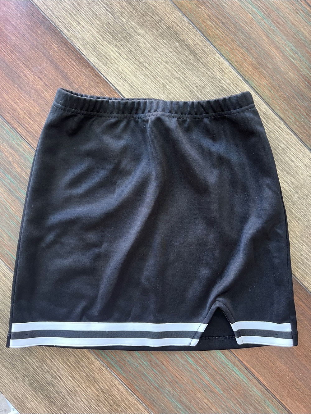 Champion Black Mini Skirt with White Double-Hem Stripes
